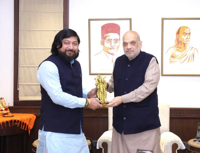 Shri Nisith Pramanik with Hon'ble Union Home Minister Shri Amit Shah
